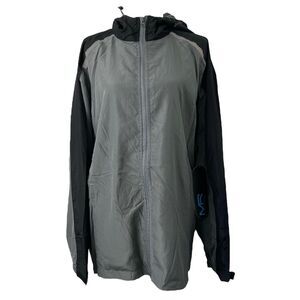 Mack Russo Men's Windbreaker Jacket Grey and Black Full Zip Hooded Size XL
